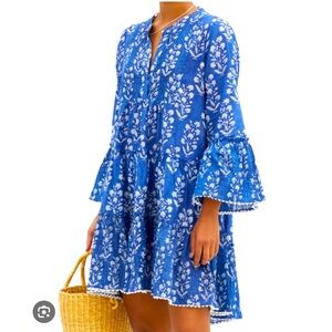 Juliet Dunn Floral Block-print Cotton Mini Dress